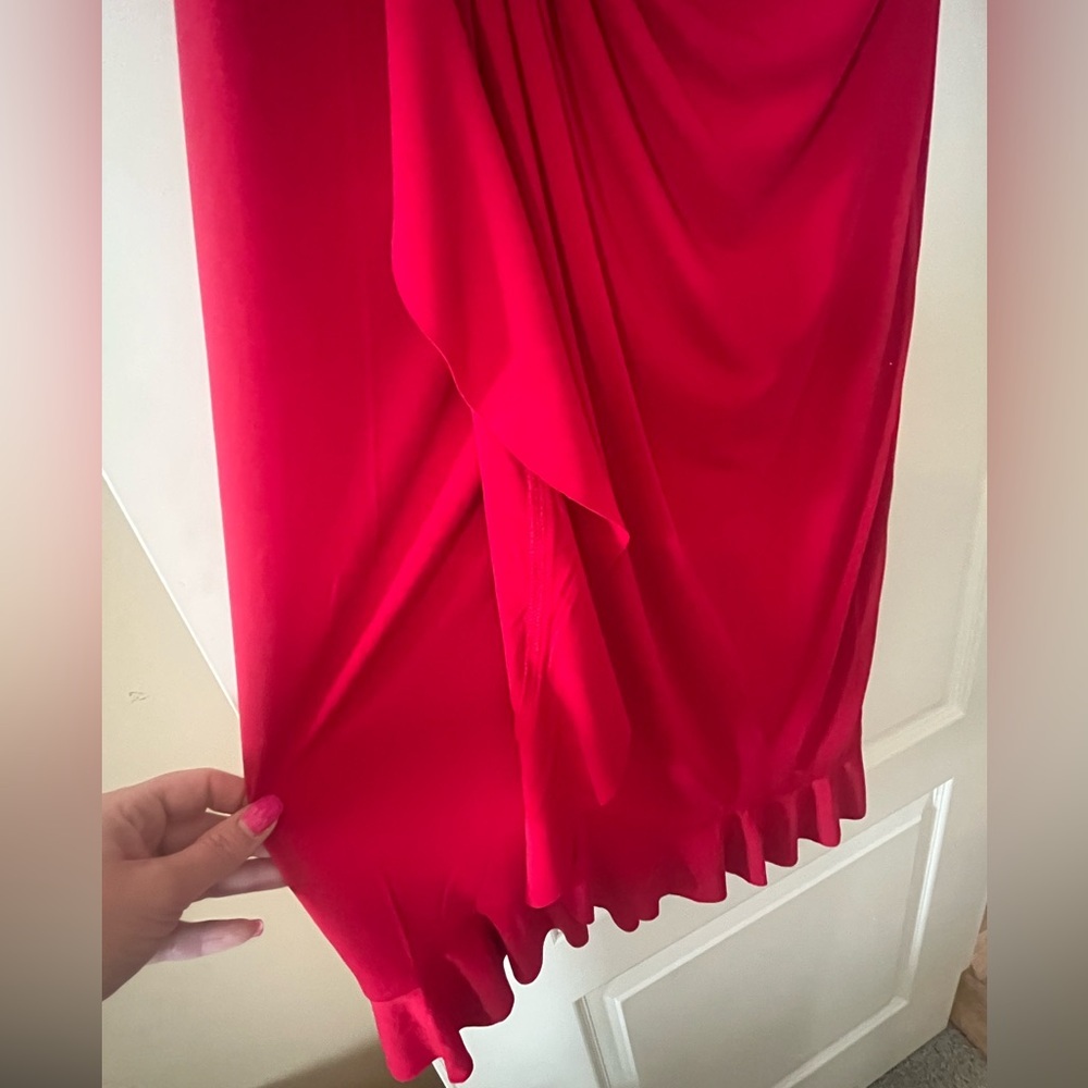 Studio Connection Elegant Red Twist-Detail Women’s Ruffle Sleeve Dress Size 10 - Picture 8 of 16